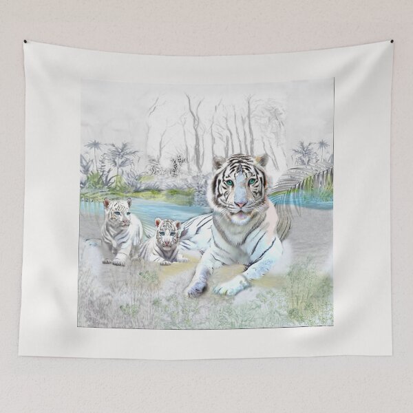 Item preview, White Tigers Resting by the River designed and sold by Patricia Brown.