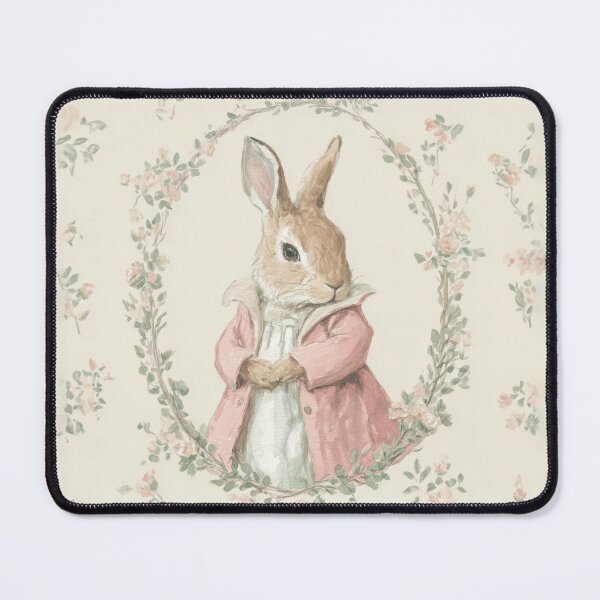 Item preview, Rabbit in Pink Jacket Watercolor Illustration designed and sold by GoodOldPrints4.