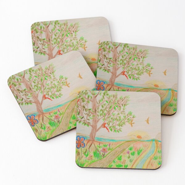 Item preview, Landscape with small animals and river mountain  designed and sold by MartaTerkiewicz.