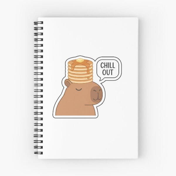 Item preview, Chill Out with Extra Syrup - Relaxed Capybara with Pancakes Sticker with Text designed and sold by SimpleP.
