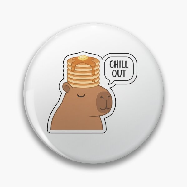 Item preview, Chill Out with Extra Syrup - Relaxed Capybara with Pancakes Sticker with Text designed and sold by SimpleP.
