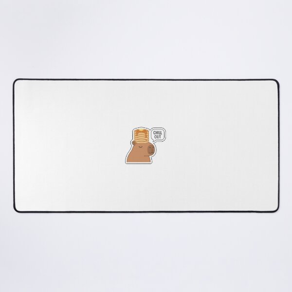 Item preview, Chill Out with Extra Syrup - Relaxed Capybara with Pancakes Sticker with Text designed and sold by SimpleP.