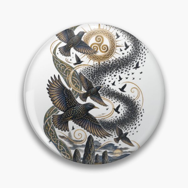 Item preview, Celtic Starling Murmuration – Mystical Pagan Bird Art designed and sold by newnomads-art.