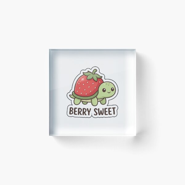 Item preview, Berry Sweet Little Tortoise - Strawberry Shell Turtle Sticker with Text designed and sold by SimpleP.