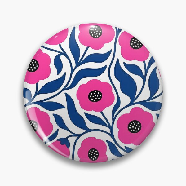 Item preview, Electric Neon Pink and Royal Blue Botanical Floral Pattern designed and sold by LuisWorks.