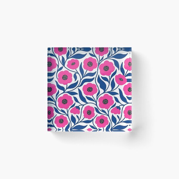 Item preview, Electric Neon Pink and Royal Blue Botanical Floral Pattern designed and sold by LuisWorks.