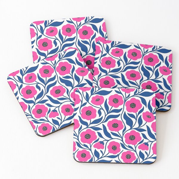 Item preview, Electric Neon Pink and Royal Blue Botanical Floral Pattern designed and sold by LuisWorks.