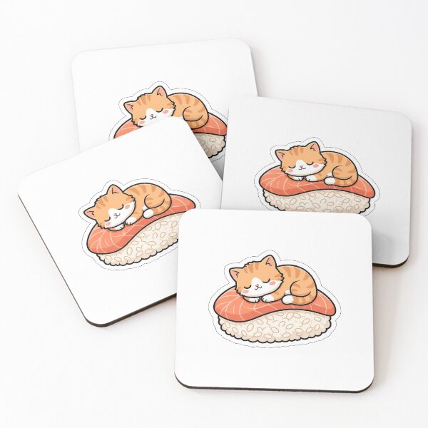 Item preview, Salmon Neko Nigiri - Cute Sleeping Sushi Cat Sticker designed and sold by SimpleP.