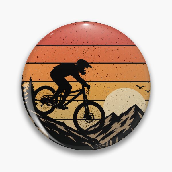 Item preview, Downhill Biking Retro Vintage Sunset Mountain Bike Silhouette designed and sold by eclecTEEq.