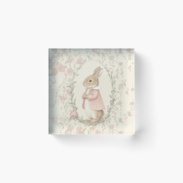 Item preview, Rabbit in Pink Dress Garden Watercolor designed and sold by GoodOldPrints4.