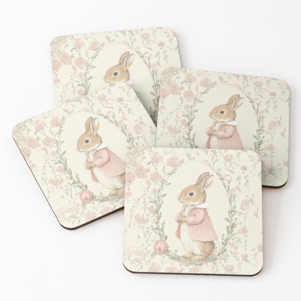 Item preview, Rabbit in Pink Dress Garden Watercolor designed and sold by GoodOldPrints4.