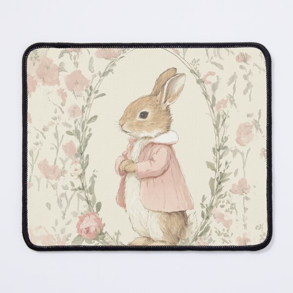 Item preview, Rabbit in Pink Dress Garden Watercolor designed and sold by GoodOldPrints4.