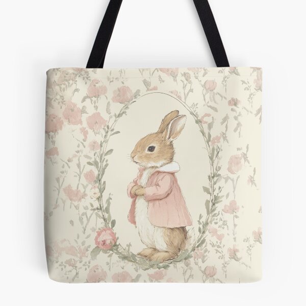 Item preview, Rabbit in Pink Dress Garden Watercolor designed and sold by GoodOldPrints4.