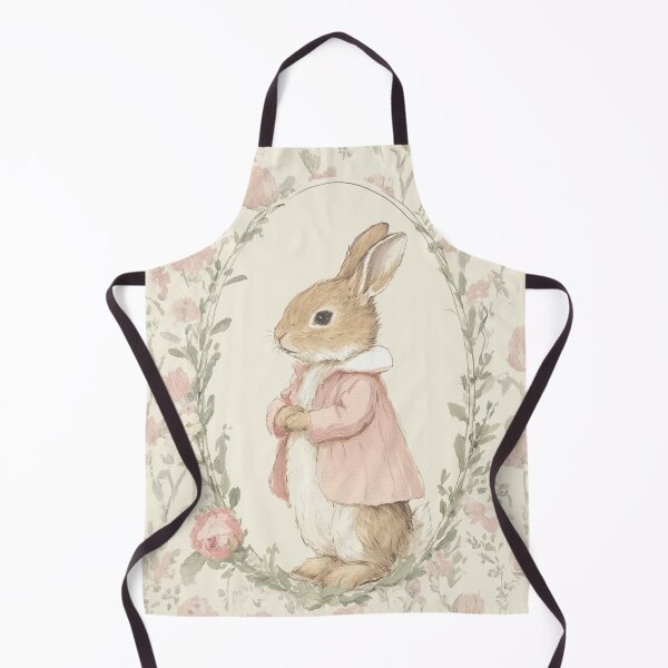 Item preview, Rabbit in Pink Dress Garden Watercolor designed and sold by GoodOldPrints4.