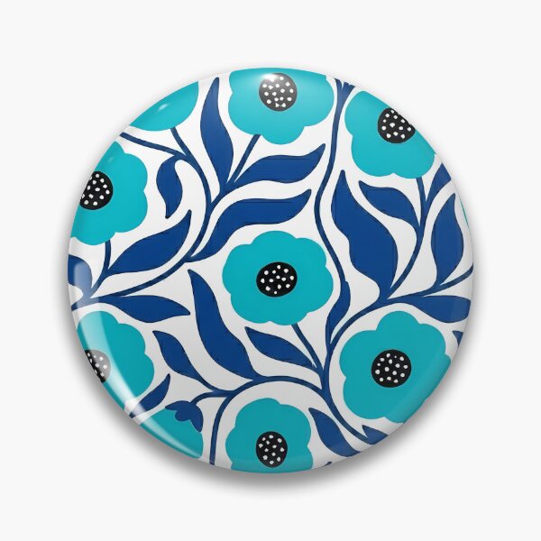 Item preview, Fresh Turquoise and Royal Blue Botanical Floral Pattern designed and sold by LuisWorks.