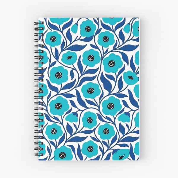 Item preview, Fresh Turquoise and Royal Blue Botanical Floral Pattern designed and sold by LuisWorks.