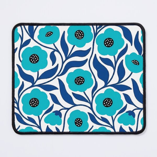 Item preview, Fresh Turquoise and Royal Blue Botanical Floral Pattern designed and sold by LuisWorks.
