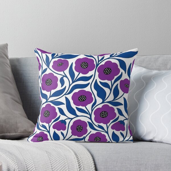 Item preview, Vibrant Violet and Royal Blue Botanical Floral Pattern designed and sold by LuisWorks.