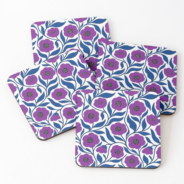 Item preview, Vibrant Violet and Royal Blue Botanical Floral Pattern designed and sold by LuisWorks.