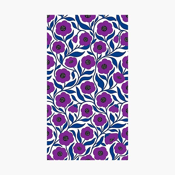 Item preview, Vibrant Violet and Royal Blue Botanical Floral Pattern designed and sold by LuisWorks.