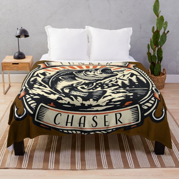 Item preview, Lunker Chaser bass fishing badge style graphic illustration designed and sold by Art-Horizon.