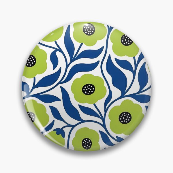 Item preview, Bold Lime Green and Navy Blue Floral Botanical Pattern designed and sold by LuisWorks.