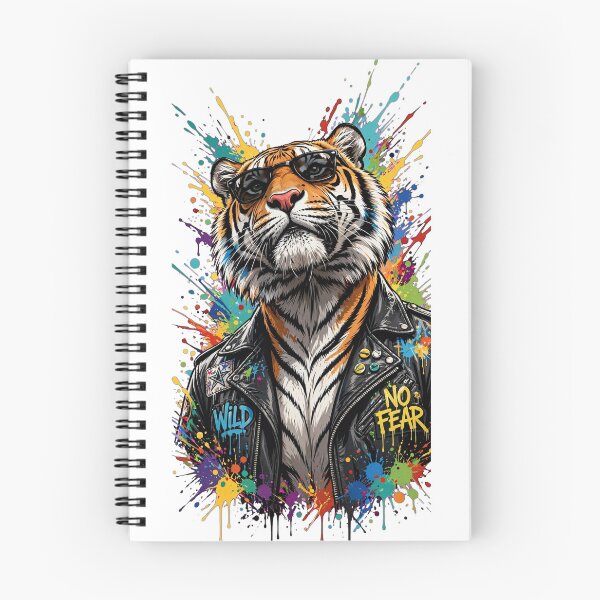 Item preview,  No Fear Tiger - Cool Tiger in Leather Jacket With Sunglasses - Wild Biker Graffiti Art designed and sold by ExpressoJungle.
