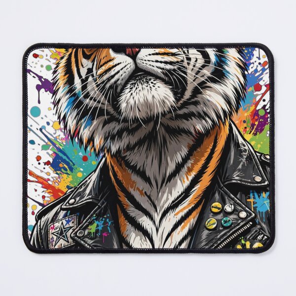 Item preview,  No Fear Tiger - Cool Tiger in Leather Jacket With Sunglasses - Wild Biker Graffiti Art designed and sold by ExpressoJungle.