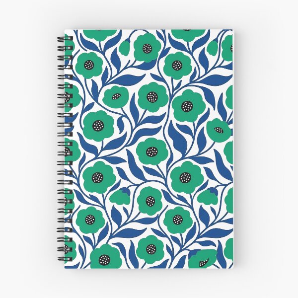 Item preview, Minimalist Emerald Green and Blue Botanical Floral Pattern designed and sold by LuisWorks.