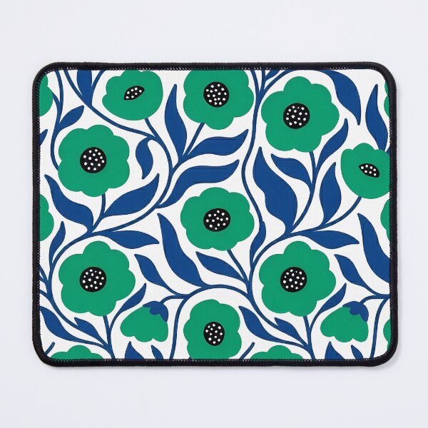 Item preview, Minimalist Emerald Green and Blue Botanical Floral Pattern designed and sold by LuisWorks.