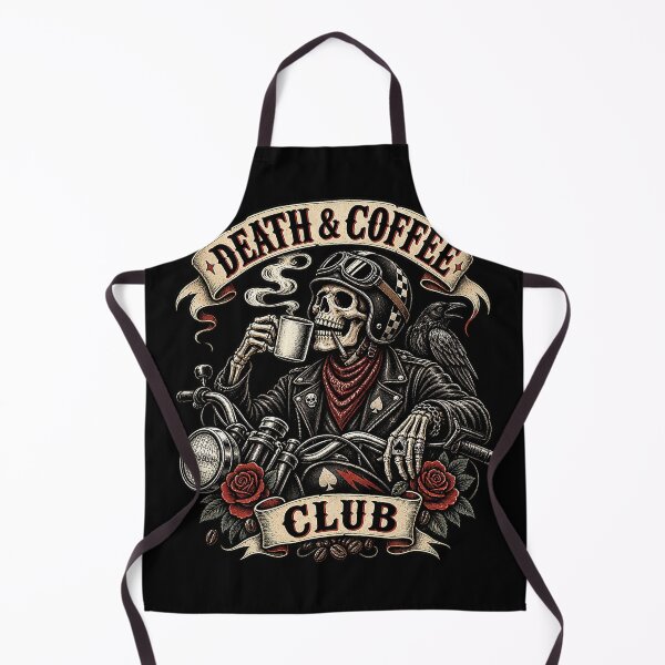 Item preview, Death & Coffee Club – Biker Skeleton & Raven designed and sold by Moonroot Studio.