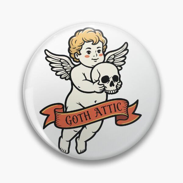 Item preview, Gothic Cherub with Skull | Cute Creepy Angel Illustration | Gothic Aesthetic Sticker, T-Shirt & Halloween Art designed and sold by gothattic.
