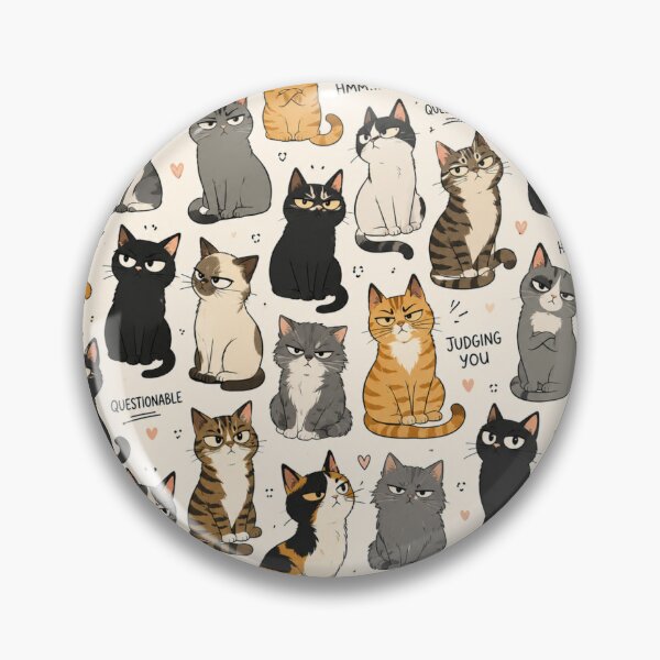 Item preview, We Are Judging You – Funny Judgmental Cats Pattern designed and sold by Golden Era Studio.
