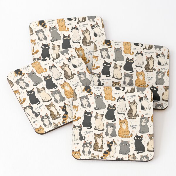 Item preview, We Are Judging You – Funny Judgmental Cats Pattern designed and sold by Golden Era Studio.