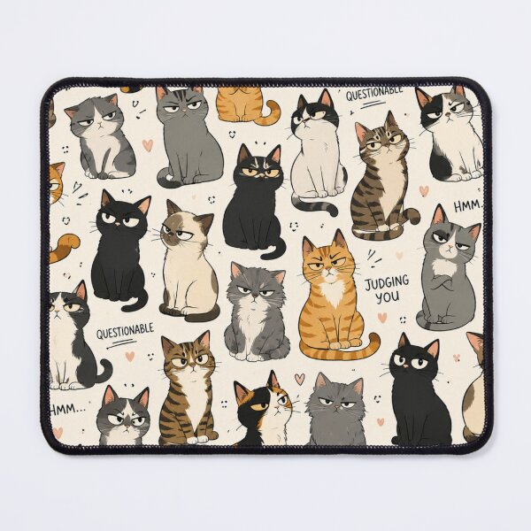 Item preview, We Are Judging You – Funny Judgmental Cats Pattern designed and sold by Golden Era Studio.