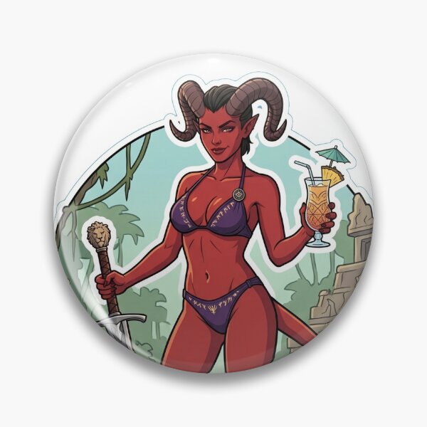 Item preview, Tiefling Paladin with sword bikini with drink standing designed and sold by Prestons Corner.