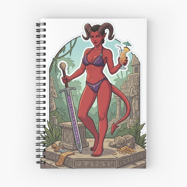 Item preview, Tiefling Paladin with sword bikini with drink standing designed and sold by Prestons Corner.