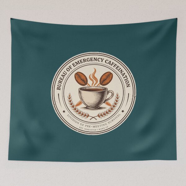 Item preview, Bureau of Emergency Caffeination - Funny Coffee Lover Badge designed and sold by HeeShirt.