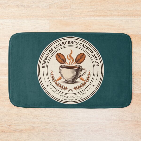 Aperçu de l'œuvre Bureau de la caféine d'urgence - Badge humoristique pour les amateurs de café créée et vendue par HeeShirt.