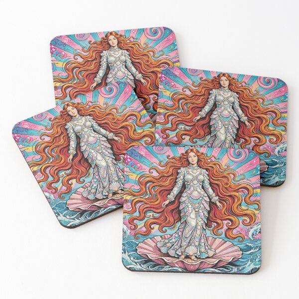 Item preview, Pop Art Sea Goddess on Shell Illustration designed and sold by Surviving Monday Club.