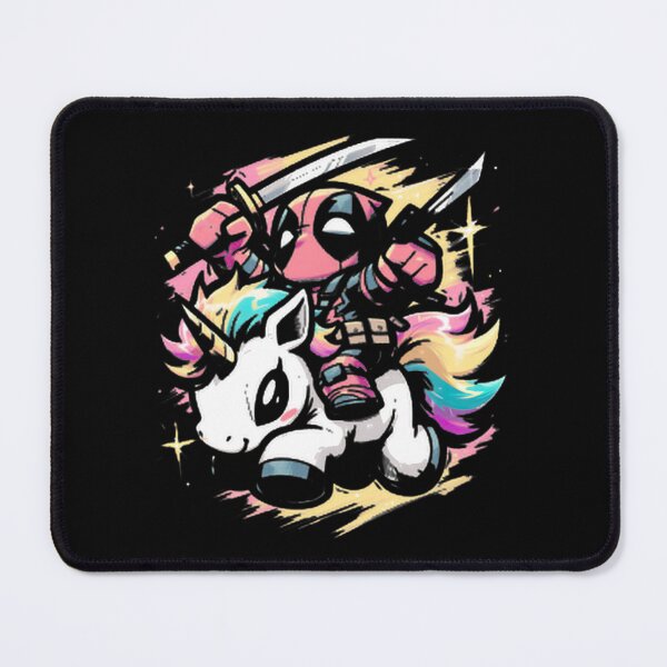 Item preview, Deadpool Cartoon Riding Rainbow Unicorn designed and sold by brocheavisser.