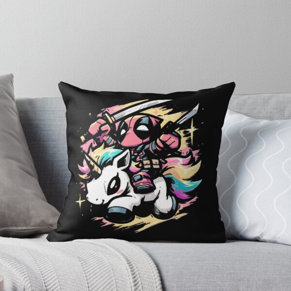 Item preview, Deadpool Cartoon Riding Rainbow Unicorn designed and sold by brocheavisser.