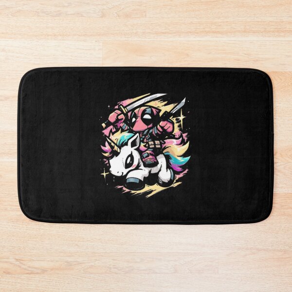 Item preview, Deadpool Cartoon Riding Rainbow Unicorn designed and sold by brocheavisser.
