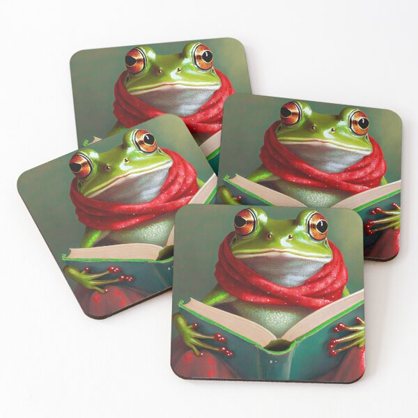 Item preview, A green Tree Frog Reading a Book designed and sold by NickTshirts.
