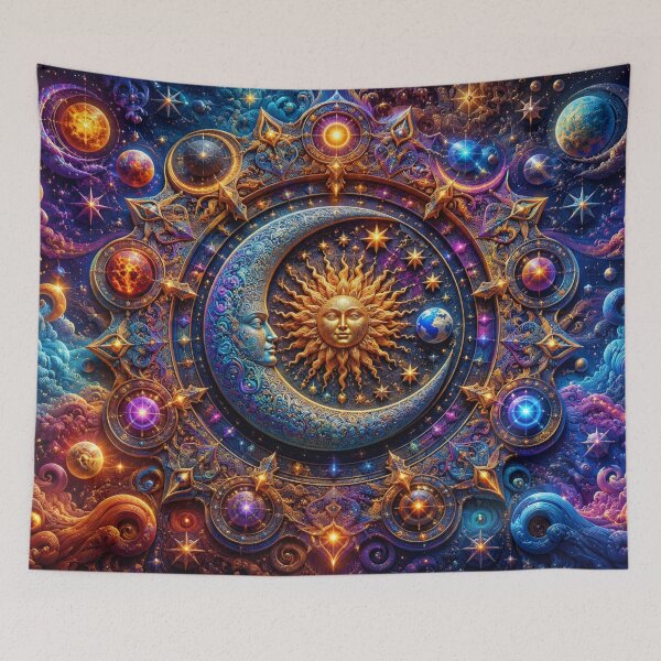 Item preview, Psychedelic Celestial Sun Moon Cosmic Mandala designed and sold by GSizzle1.