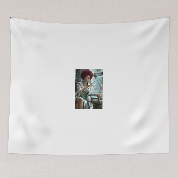 Item preview, Woman with Red Afro Reading Glowing Scroll designed and sold by CathryneDelamort.