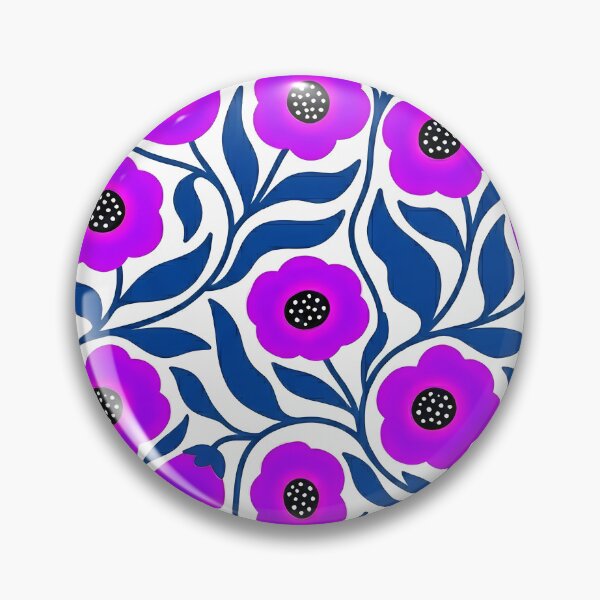 Item preview, Vivid Neon Purple and Royal Blue Botanical Floral Pattern designed and sold by LuisWorks.