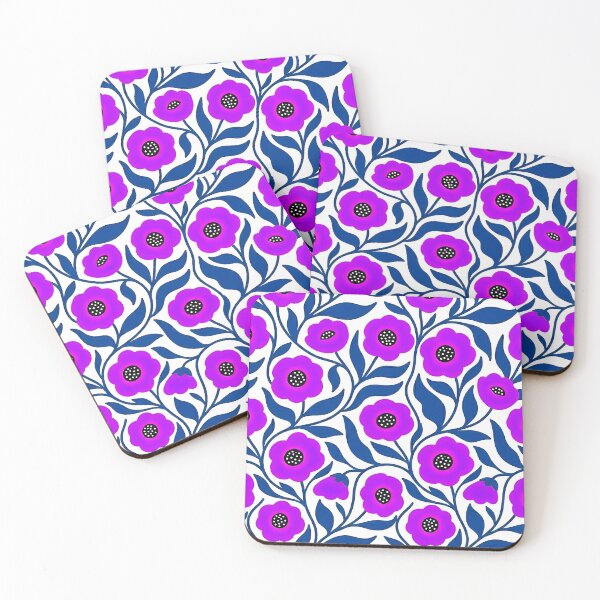 Item preview, Vivid Neon Purple and Royal Blue Botanical Floral Pattern designed and sold by LuisWorks.