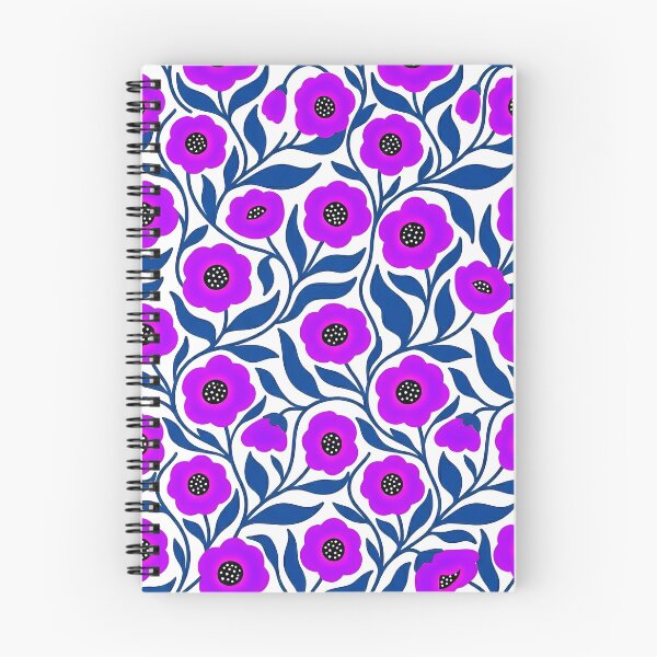 Item preview, Vivid Neon Purple and Royal Blue Botanical Floral Pattern designed and sold by LuisWorks.