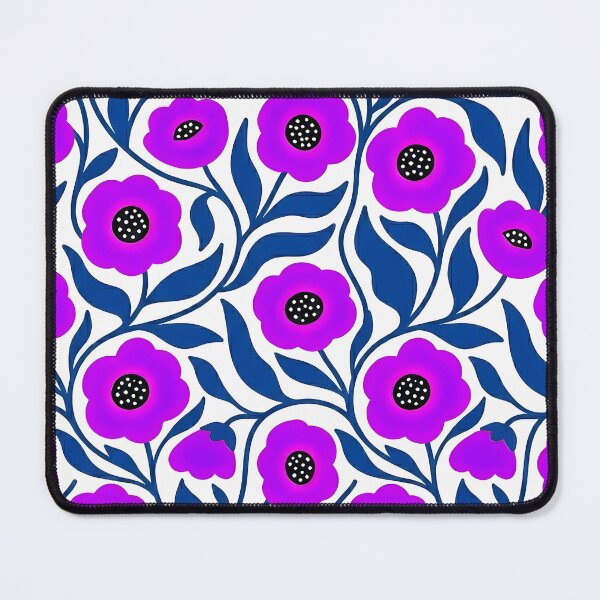 Item preview, Vivid Neon Purple and Royal Blue Botanical Floral Pattern designed and sold by LuisWorks.